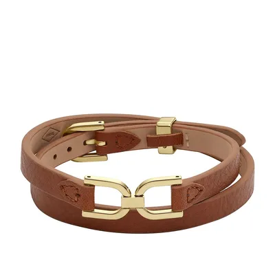 Women's Heritage D-link Medium Brown Leather Bracelet