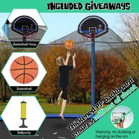 16ft Recreational Trampoline W/ Inner Enclosure Net Basketball Hoop Ladder Astm