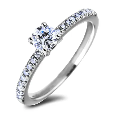 10k White Gold 0.61 Cttw Round Brilliant Cut Canadian Diamond Engagement Ring