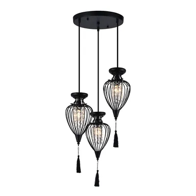 3-light Pendant, 15'' Wide, From The Queensdown Collection, Black
