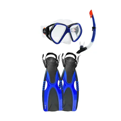 Habana Recreational Snorkeling Set - Diving Mask, Dry-top Snorkel And Swim Fins Kit, For Adults