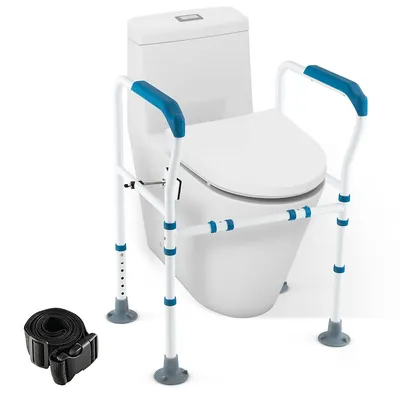 Toilet Safety Rail Safety Frame For Toilet W/ Fixed Strap For Elderly & Handicap