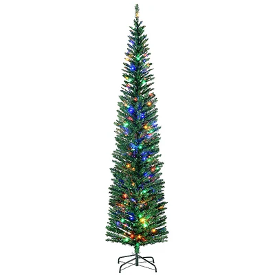 7.5ft Artificial Pencil Christmas Tree With Led Lights