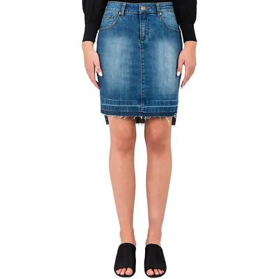 Modern Women's High Low Released Hem Denim Mini Skirt