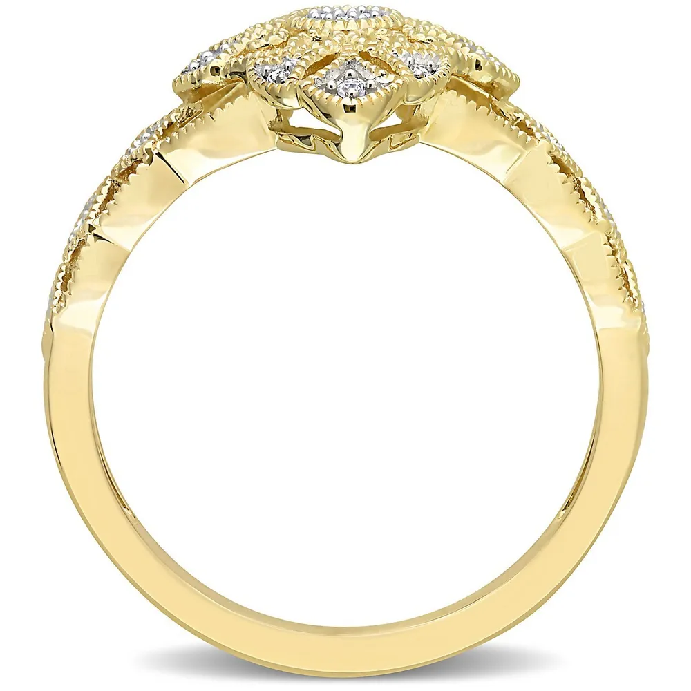 1/10 Ct Tw Diamond Lace Ring 10k Yellow Gold