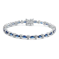 Gv Sterling Silver Saphire Or Emerlad Marquise Cubic Zirconia Tennis Bracelet