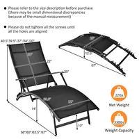 2pcs Patio Folding Lounge Chair Chaise Recliner Adjustable Stackable W/armrest