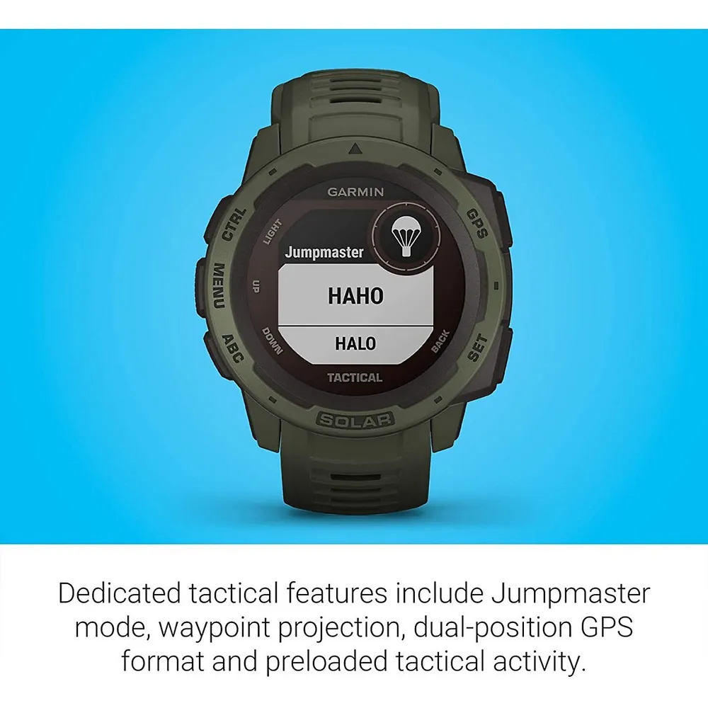 Instinct Solar Tactical, Solar-powered Rugged Outdoor Smartwatch With Tactical Features, Built-in Sports Apps And Health Monitoring