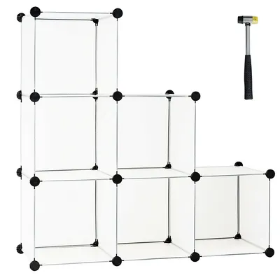 6 Cube Storage Organizer Plastic Organizer Units W/ Steel Frame