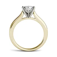14k Yellow Gold Moissanite 7.5mm Solitaire Ring, 1.50ct Dew