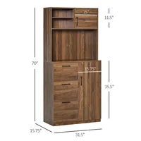 70" Kitchen Pantry With Microwave Cabinet