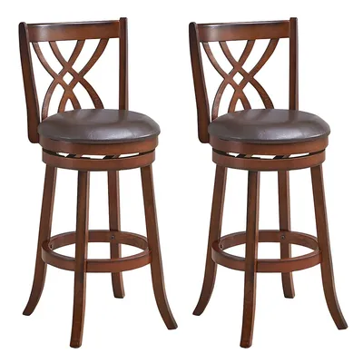 Set Of Swivel Bar Stools Height Dining Pub Chairs With Rubber Wood Legs