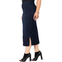 Plus Modern Women Snap Button Frayed Hem Pencil Skirt