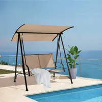 2-seat Patio Swing Porch With Adjustable Canopy For Garden