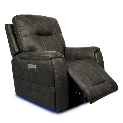 Campania Premium Canyon Fabric Power Lumbar Support Power Headrest Recliner With Wireless Charging And Ambient Led Lighting