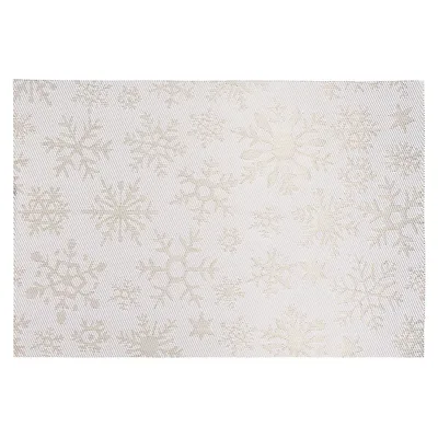 Vinyl Placemat (gold Snowflake On White) - Set Of 12