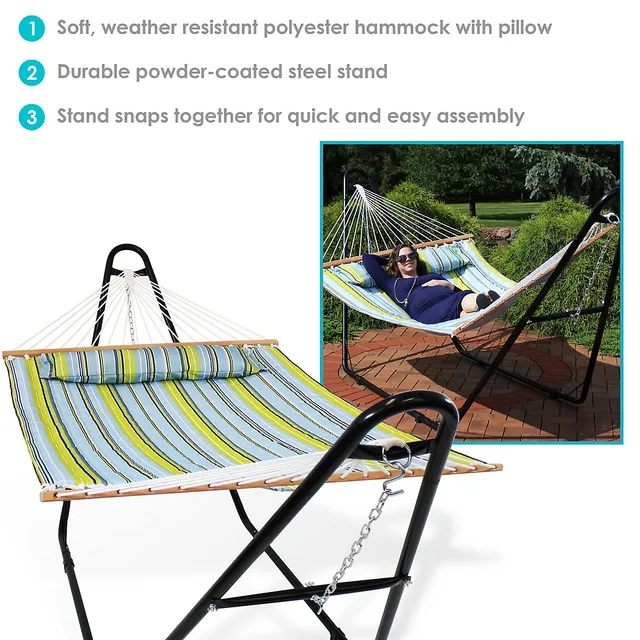 Sunnydaze 2-Person Polyester Rope Hammock with Pillow