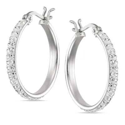 Sterling Silver Zel Crystal Hoop Earrings