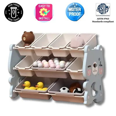 Kids And Toddlers Toy Storage Organizer With Bins Bear Edition