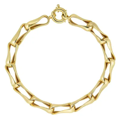 10kt 8" Mens Rectangular Yellow Gold Link Bracelet