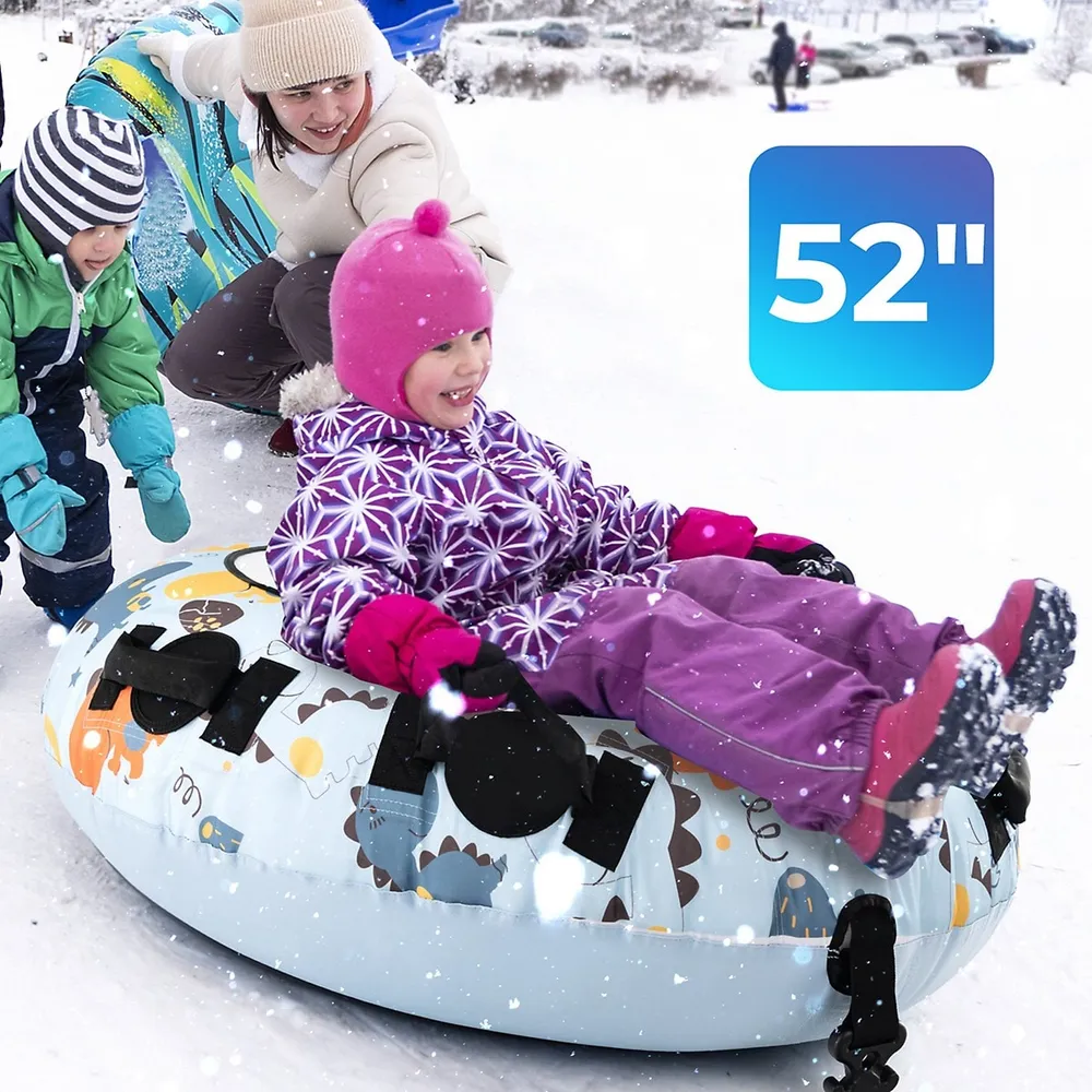 52" Inflatable Snow Tube Heavy-duty Inflator With Premium Polyester Oxford Cover
