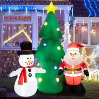 6 Ft Tall Lighted Inflatable Christmas Decoration, Santa Claus And Snowman