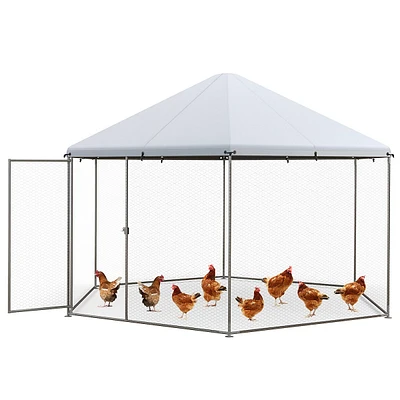 Large Walk-in Chicken Coop Heavy-duty Galvanized Poultry Cage With Waterproof Cover