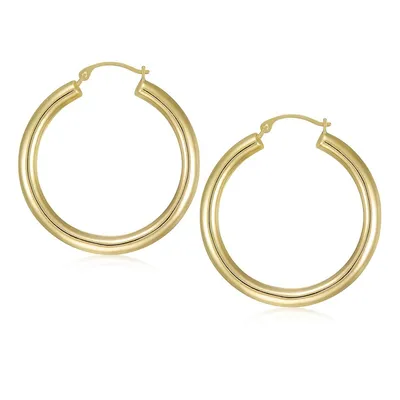 14kt 30mm Tube Yellow Gold Hoop Earrings