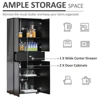 71" Kitchen Pantry With 3 Adjustable Shelves