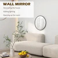 24" Circle Bathroom Mirror, Decorative Wall Mirror, Black