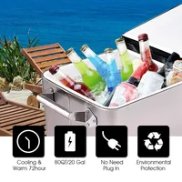 Patio Cooler Rolling Ice Beverage Chest Stainless Steel Pool Outdoor 80 Quart