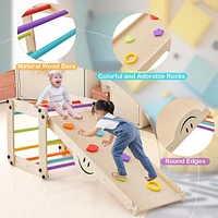 Wooden Climbing Toys For Toddlers Jungle Gym With Reversible Ramp, Seesaw, Climber Colorful
