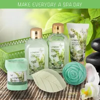Home Spa Gift Basket - Magnolia Tuberose Fragrance - 7 Pc Bath And Body Set