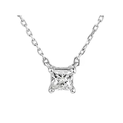 0.25 Carat Tw Princess Cut Diamond Solitaire Necklace In 18kt White Gold