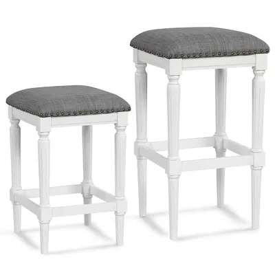 3 Heights Saddle Stool Set Of 2 Square Kitchen Island Stool With Footrests