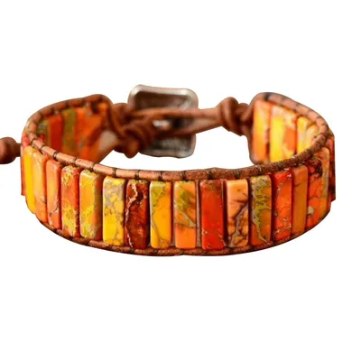 Orange Jasper Natural Stone Rectangular Bracelet