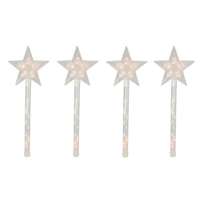 4ct Lighted Star Christmas Pathway Marker With Lawn Stakes White Wire - Clear Lights