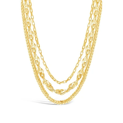 Three Layer Bold Chain Necklace-silver