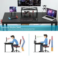 55 Inch Gaming Desk Racing Style Computer Desk With Cup Holder & Headphone Hook