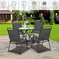 Costway 4pcs Outdoor Patio Folding Chair W/armrest Portable Camping Lawn Garden