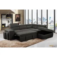 Pasadena Large Sleeper Sectional Sofa Bed With Storage Ottoman And 2 Stools