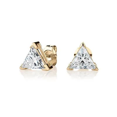 Trilliant Stud Earrings With 2.20 Carats* of Signature Simulant Diamonds In 10 Karat Gold