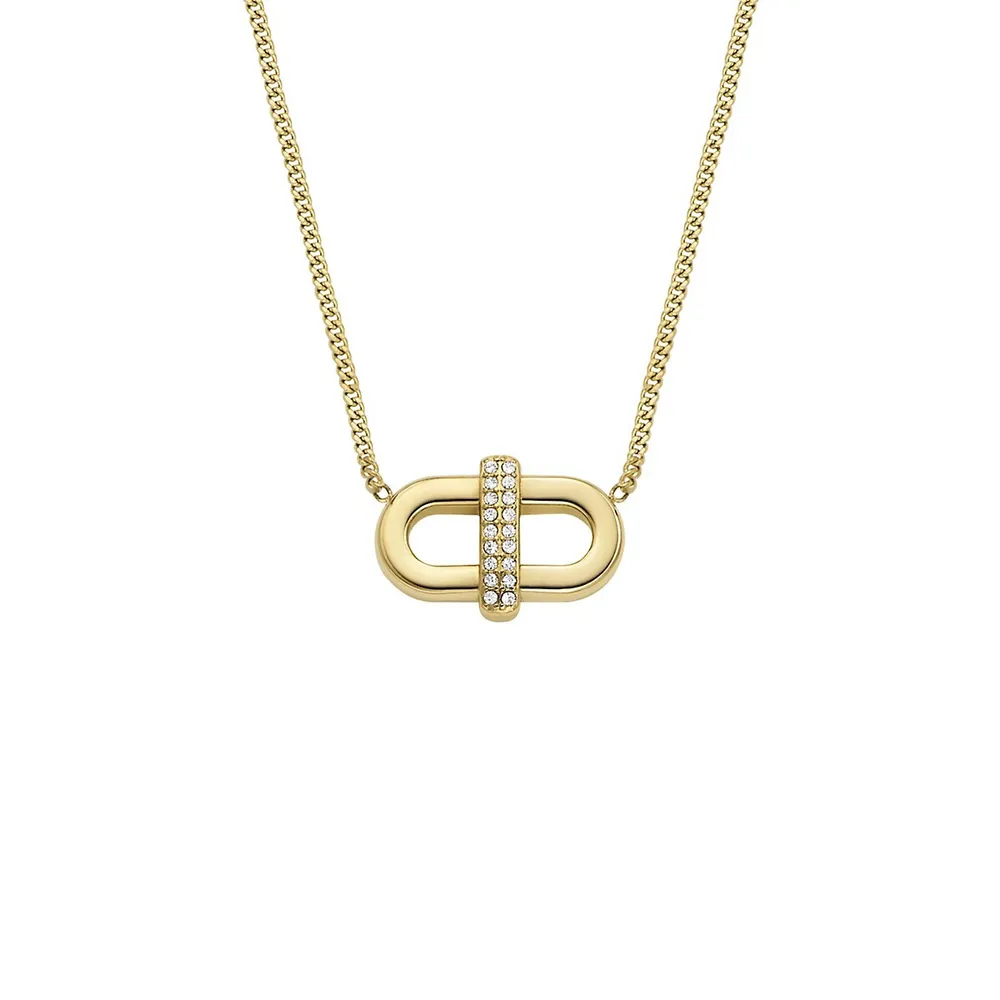 Women's Heritage D-link Glitz Gold-tone Stainless Steel Chain Necklace