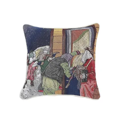 Tapestry Cushion (mummers Knocking) (18 X 18) - Set Of 2