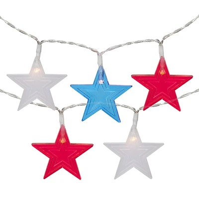 20-count Patriotic Americana Star Led String Lights, 9.5ft, Clear Wire