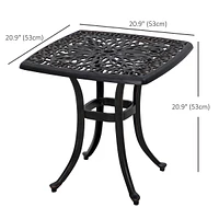 Square Cast Aluminum Outdoor Side Table With Umbrella Hole