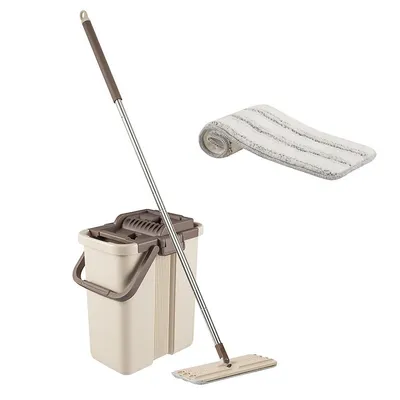 Self-Wash and Squeeze Dry Flat Mop & Bucket Kit