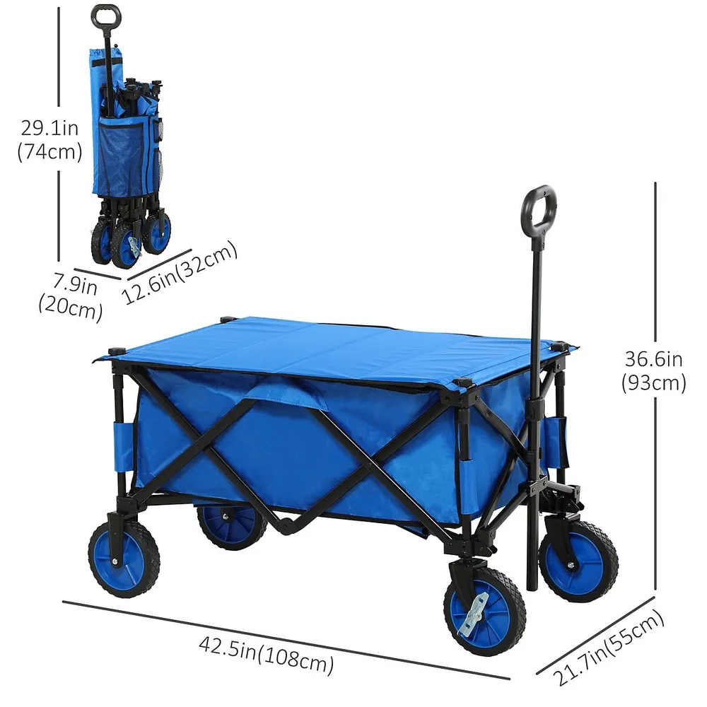 Outsunny Folding Wagon Garten Cart Foldable Camping Trolley Steel Oxford