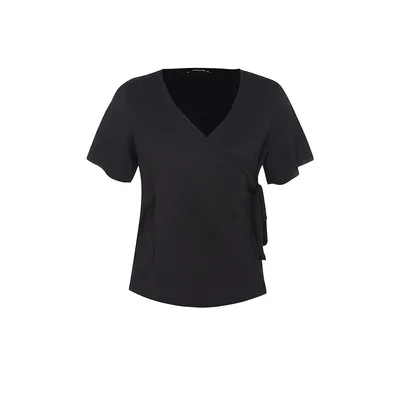 Women Fitted Basic Cache-coeur Woven Plus Blouse