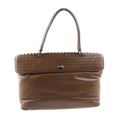 Intrecciato Brown Leather Handbag (pre-owned)